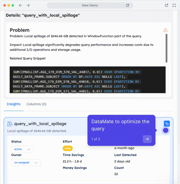 AI-generated query optimization recommendations